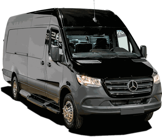 Black Mercedes-Benz luxury Sprinter executive van for VIP airport transfers